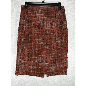 J Crew No. 2 Pencil Skirt Orange Brown Tweed Women’s Size 2
